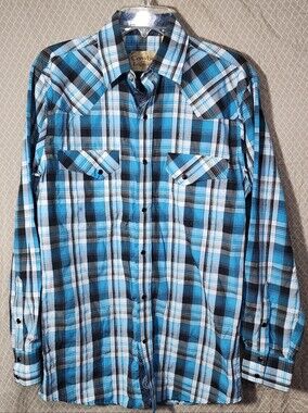 Cowboy Legend Western Onyx Snap Turquoise Black Long Sleeve Men's Medium Used